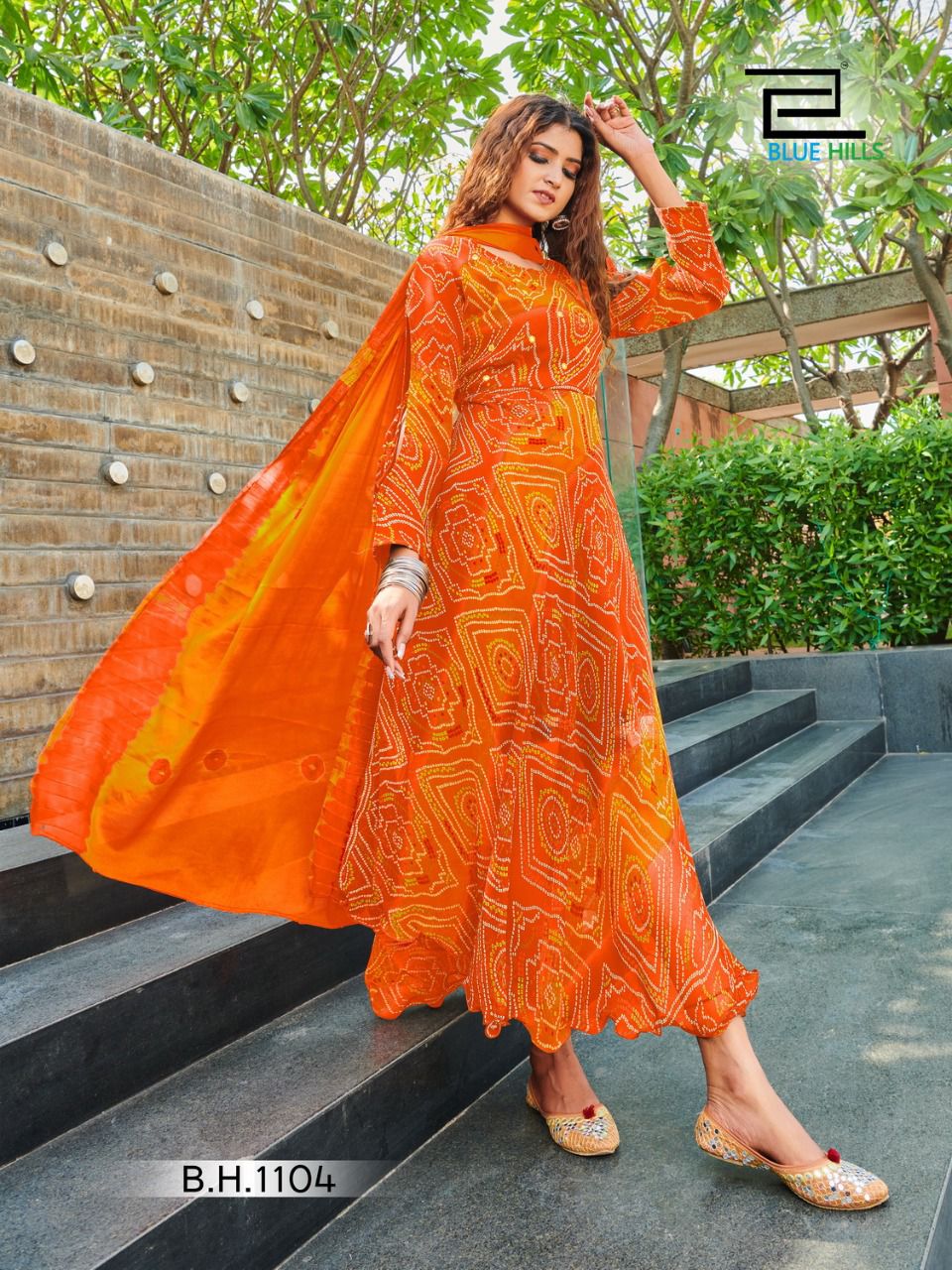 Blue Hills Bandhani Special 1 Anarkali Designer Ethnic Wear  Kurti With Dupatta Collection